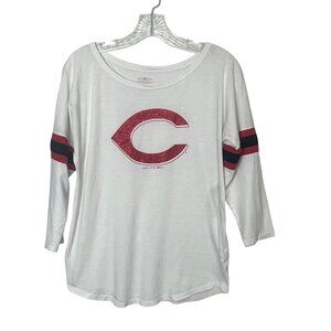 Cincinnati Reds Long Sleeve Tshirt Womens Small White Red Glitter MLB
